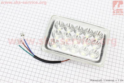 Фары квадратной передняя часть 15-LED, 165*105мм, TUNING