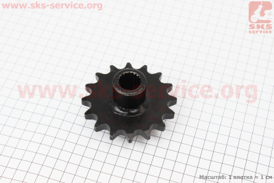 Звезда приводная задняя шлицевая 530-16T (втулка d=20mm, L=48mm)