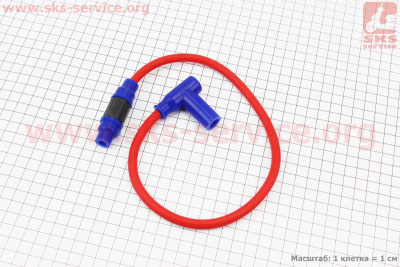 ПРОВОД TUNING к катушкам зажигания (красный), 43см + колпачок свечной 