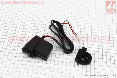 Зарядка USB универсальная на 2 выхода, с кнопкой вкл/выкл  + ВОЛЬТМЕТР (крепление на руль)