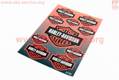 Наклейки набор 10шт Harley Davidson 5739 (31х21см)