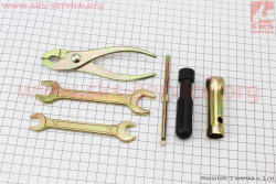 Ключ свечной для 4Т - 16/18mm + 4 предмета (рожковый ключ 8*10mm/рожковый ключ 14*17mm/отвертка+-/плоскогубцы) ЗИП