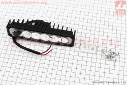 Фара дополнительная светодиодная влагозащитная - 6 LED с креплением, прямоугольная 39*148мм