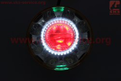 Фары круглой передняя часть DELTA/ALPHA 8+1-LED линза с ободком, d-140mm, TUNING