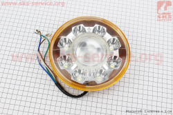 Фары круглой передняя часть МОТО 8+1-LED линза с ободком, d-160mm, TUNING