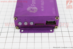 АУДИО-блок (МРЗ-USB/SD, FM-радио, пультДУ, сигнализация) + колонки 2шт (красные)