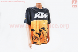 Футболка (Джерси) для мужчин L - (Polyester 100%), короткие рукава, свободный крой, оранжево-черная, НЕ оригинал