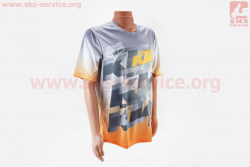 Футболка (Джерси) для мужчин L - (Polyester 100%), короткие рукава, свободный крой, оранжево-серая, НЕ оригинал