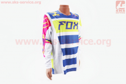 Футболка (Джерси) для мужчин L - (Polyester 100%), длинные рукава, свободный крой, бело-сине-салатовая, НЕ оригинал