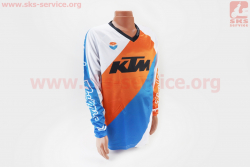 Футболка (Джерси) для мужчин XL - (Polyester 100%), длинные рукава, свободный крой, бело-оранжево-синяя, НЕ оригинал