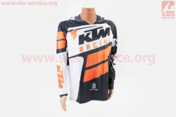 Футболка (Джерси) для мужчин M - (Polyester 100%), длинные рукава, свободный крой, черно-оранжево-белая, НЕ оригинал