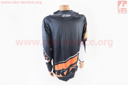 Футболка (Джерси) для мужчин L - (Polyester 100%), длинные рукава, свободный крой, черно-оранжево-белая, НЕ оригинал
