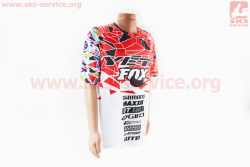 Футболка (Джерси) для мужчин L - (Polyester 100%), короткие рукава, свободный крой, бело-красно-черная, НЕ оригинал, тип 2