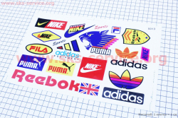 Наклейки набор 17шт Nike Reebok Adidas PUMA 0013 (26х17см)
